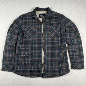 O'Neill Standard Fit Sherpa Lined Plaid Flannel Jacket Shirt Mens M Green Brown